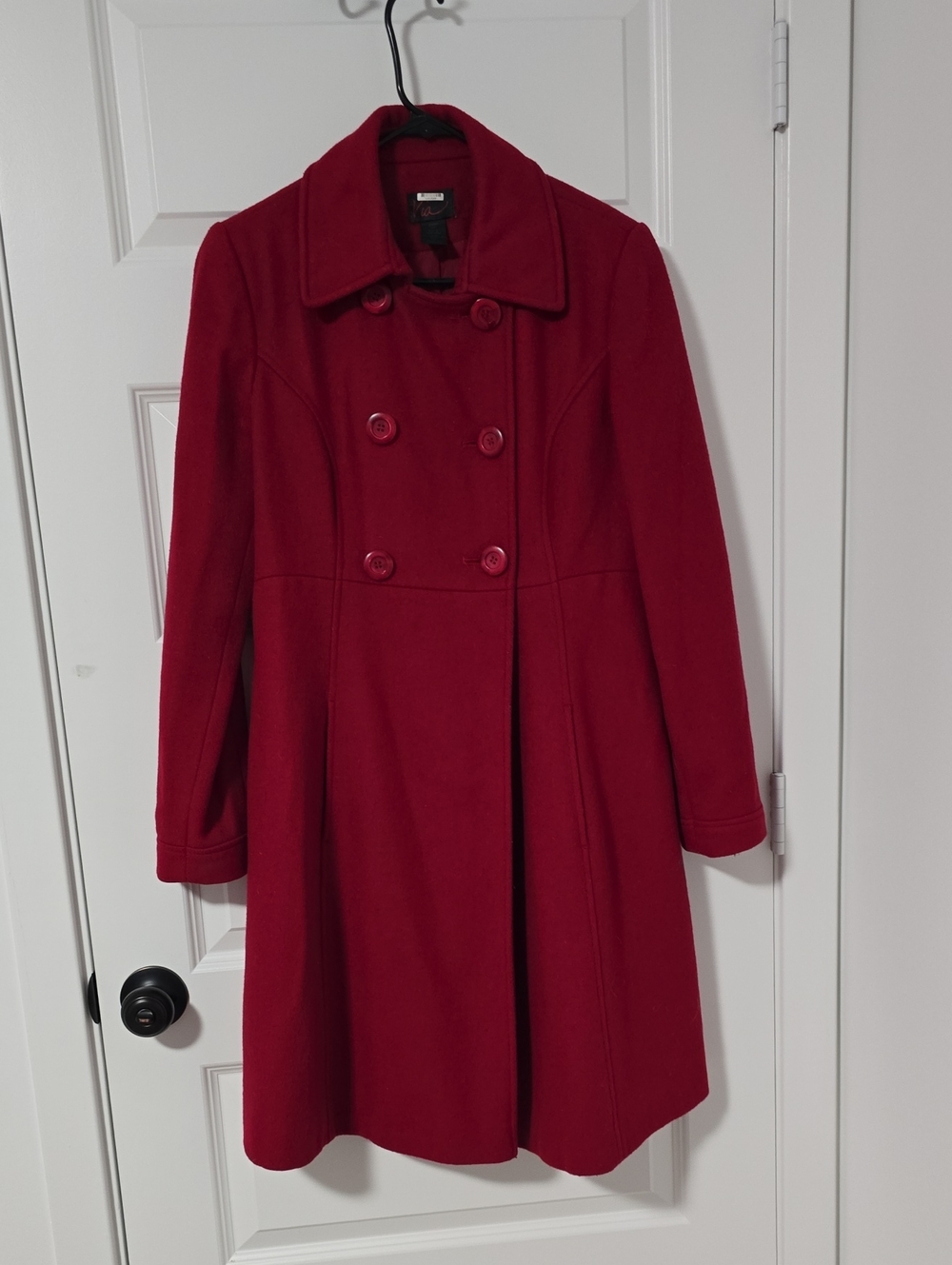 Via Vintage Women's Double-Breasted Red Wool Coat Size 10